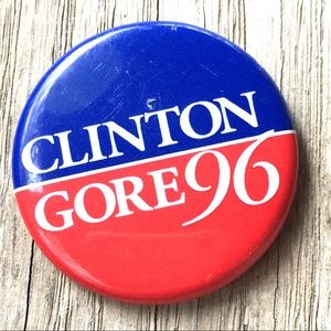 VTG Political Button Clinton Gore ‘96 Red Why Blue